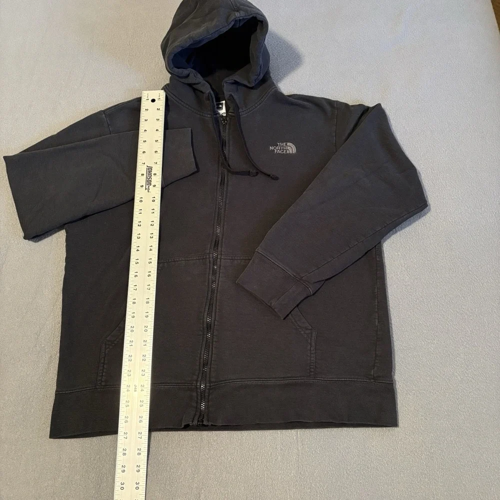 North Face Hoodie Mens XL Black Full Zip Streetwear Distressed Grunge Skater